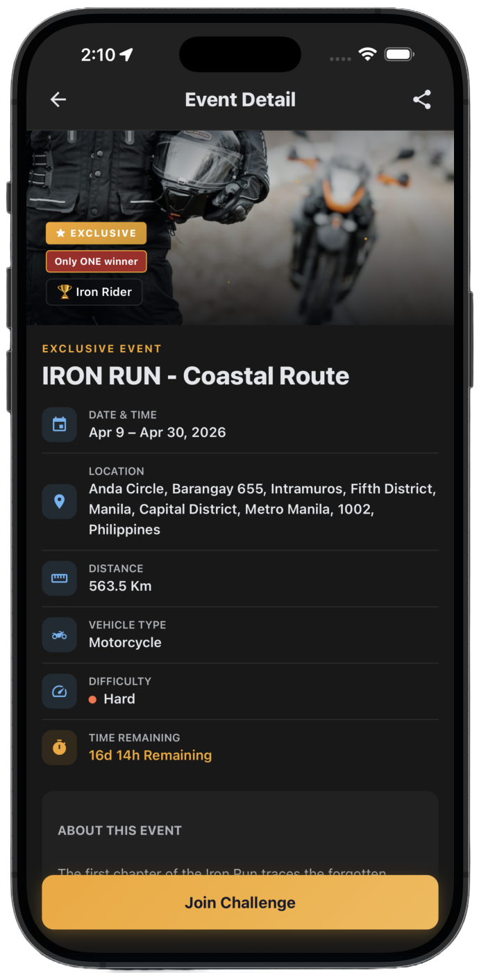 THRYVE events with route verification and titles